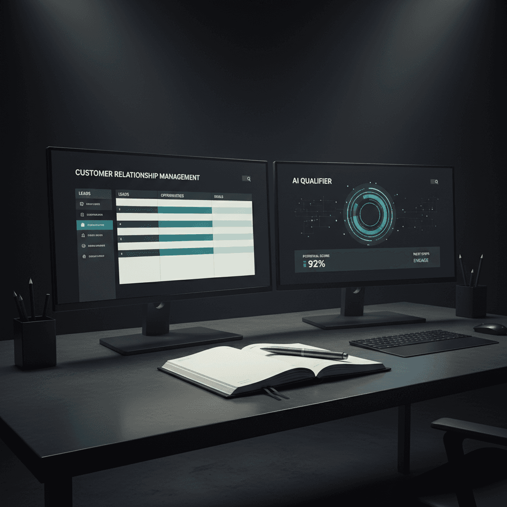 Schermate CRM e AI affiancate